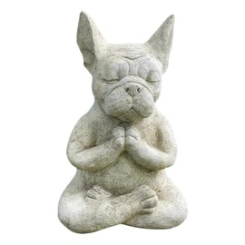 YWHWLX Yoga Pose Meditation Dog Resin Statue Ornaments Waterproof Prayer Zen French Bulldog Sculpture Crafts Garden Decoration Figurine