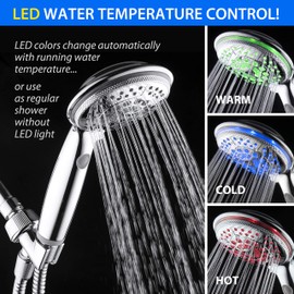 Hotel Spa 5-Mode Rechargeable LED Handheld Shower with Light Switch, Chrome Finish