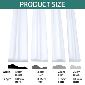 Xbaiyanr 10 Ft x 1.6'' Peel and Stick Wall Molding Trim,Chair Rail Wainscoting Panel,Self-Adhesive Flexible Molding Trim for Home Decoration & Wall Protection(White)