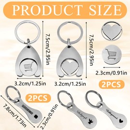 SHENSAIGO Pack of 7 Shopping Trolley Remover, 3 Size Shopping Trolley Tokens, Stainless Steel Shopping Trolley Token, Removable Shopping Trolley Token for Shopping Decoration