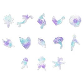 WELANE Nail Art Charms, 60 PCS Luminous Resin Sea Life Nail Gems for DIY Nail Art Designs, Jewelry Making (Rainbow Color)