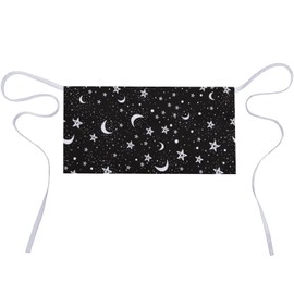 Ykklima Black White Moon And Star Pattern Waist Aprons with 3 Pockets Waitress Server Chef Half Apron for Women Men Kitchen Restaurant
