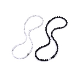 PiercingJak Partner Bracelets Natural Stones Beads Chain Bracelets with Cross Pendant, 2 Pieces Pearl Bracelet Cuff Wrap Bracelets Crystal Stretch Bracelet Gifts for Partner Boyfriend Girlfriend,