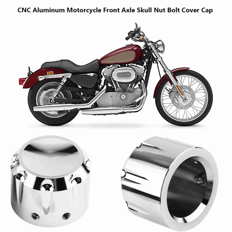 2pcs CNC Aluminum Motorcycle Front Axle Skull Nut Bolt Cover