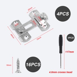 YSDMY Latch Stainless Steel Pack of 4 Door Lock Black Door Latch 3 Inch Door Bolt Stainless Steel for Doors, Windows, Gardens, Bathroom, Cupboard, Gate Latch, Cabinet Latch, Mini Door Bolt