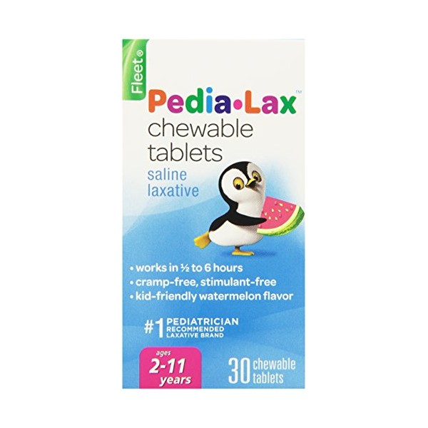 Pedia-Lax Children's Saline Laxative Chewable Tablets, Watermelon, 30 Count