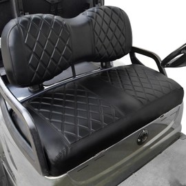NOKINS Golf Cart YD Diamond Seat Cover for Yamaha Drive/Drive 2 OEM Standard Seat Cushion, No Stapler, Golf Cart Vinyl Replacement Front Seat Cover Black Stitching