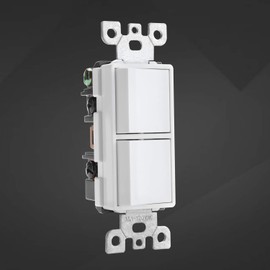 [10 Pack] BESTTEN Double Light Switch, Single Pole, Combination Decorator On/Off Interrupters, 15A 120V, Dual Paddle Rockers, Wallplate Included, White