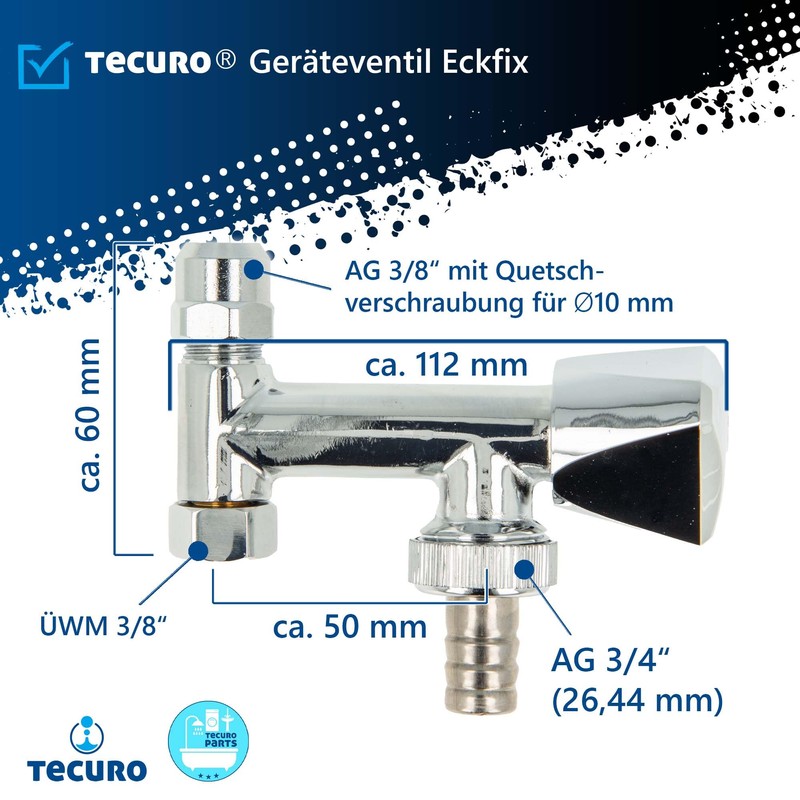tecuro 22255 Corner Fix Device Valve for Mounting on Angle