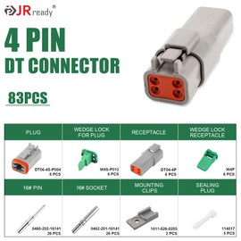 JRready DT Deutsch Connector 4 Pin IP68 Waterproof 6 Kits - ST6430-04-06 Automotive Electrical Wire Connectors with Size 16 Solid Contacts for Car, Boat, Truck, Motorcycle