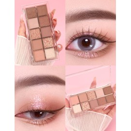 Erinde Paleta de Sombras de Ojos de 10 Colores, Paleta de Sombras de Ojos Mate y Nacarada, Sombra de Ojos Ultra Difuminable y Altamente Pigmentada, Nude Natural, Mezclable, 13#
