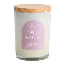 Beautifully Balanced Scented Lidded Glass Soy Candle, Patience + Peace 9.3 oz.
