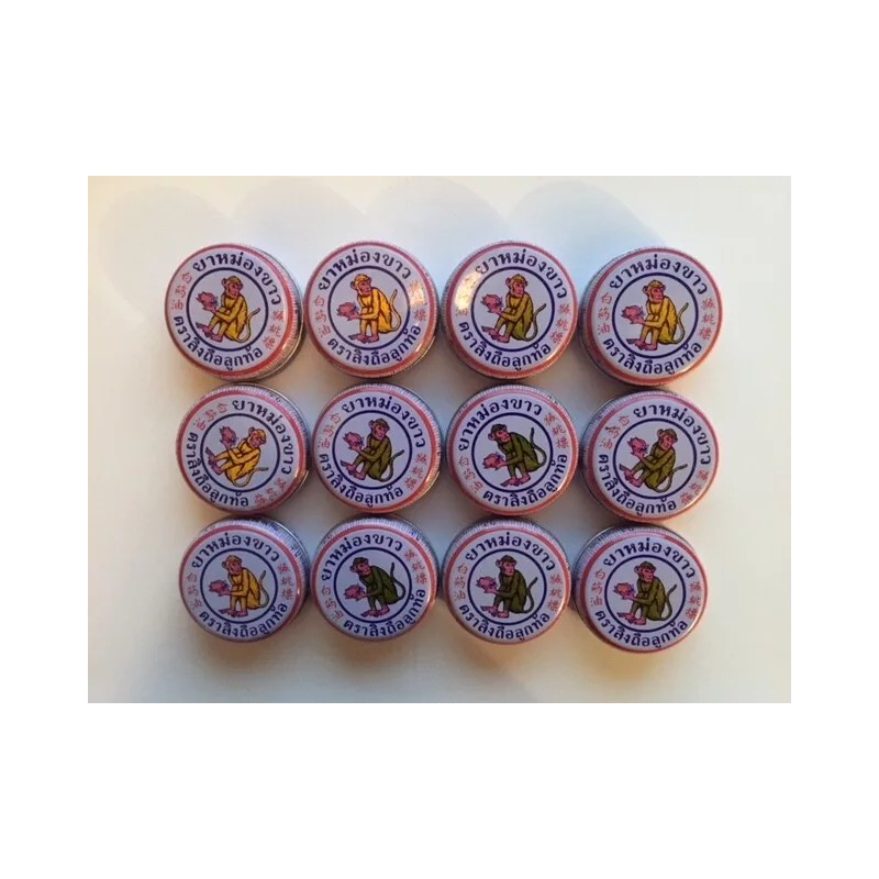 White Monkey 12 pcs - Thai Monkey Balm - 8