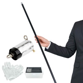 Kensally Xfunjoy 43.30"/110cm Black Magic Appearing Cane Magic Staff with Free Gloves and Video Turorial for Professional Magician Stage Street Magic Performance