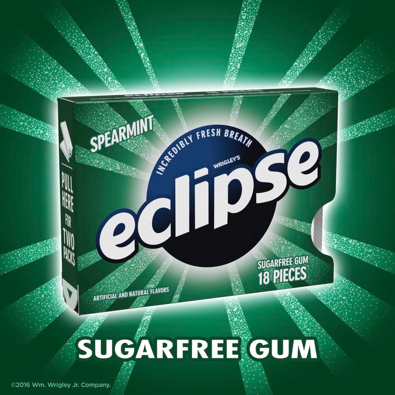 ECLIPSE Spearmint Sugar-Free Chewing Gum, 8 Packs, 18-Count Each Gum