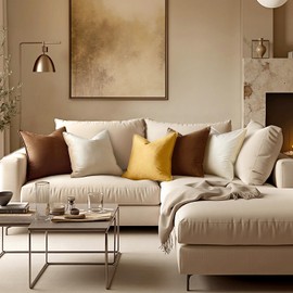 MIULEE Pack of 2 Brown Decorative Velvet Throw Pillow Cover Soft Pillowcase Solid Square Cushion Case for Sofa Bedroom Car 22x22 Inch