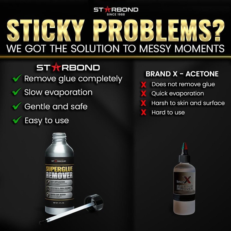 STARBOND Super Glue Remover, Dissolves Adhesive, CA Glue Debonder, Easy