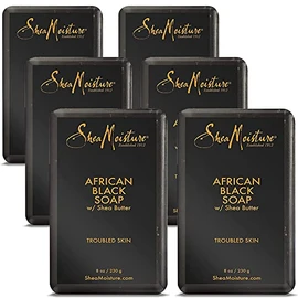 Shea Moisture African Black Soap Bar 8.0 Once. Pack of 6