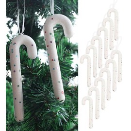 Herzwild 12 x Christmas Tree Decorations Candy Canes for Hanging Christmas Decoration Pendant (White 14 cm)
