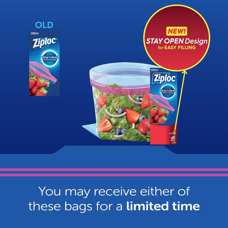 Ziploc Large Food Storage Bags, Grip 'n Seal Technology for