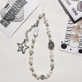 Phone Charm Strap Cute Pearl Beaded Camera Wrist Strap Digital Camera Charm Lanyard Pendant Chain for Phone Camera Bag Keychain Purse Wallet