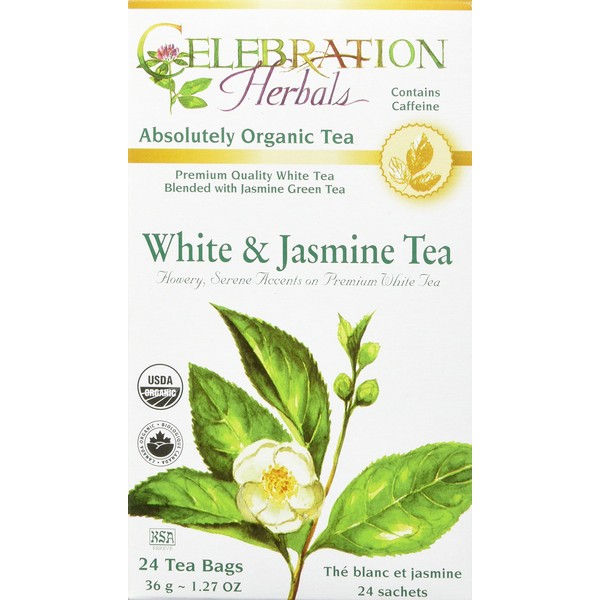CELEBRATION HERBALS White & Jasmine Tea Organic 24 Bag, 0.02 Pound