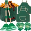 HLWDFLZ 34" Kids Adjustable Leaf Rake Set 7 Pack with