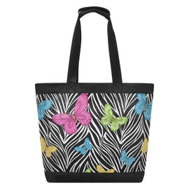 senya Mesh Beach Bag Handy Mesh Tote Bag Large Beach Bags Sandproof Swim Pool Bag for Gym Travel Daily (Butterflies on Animal Zebra Abstract Print)