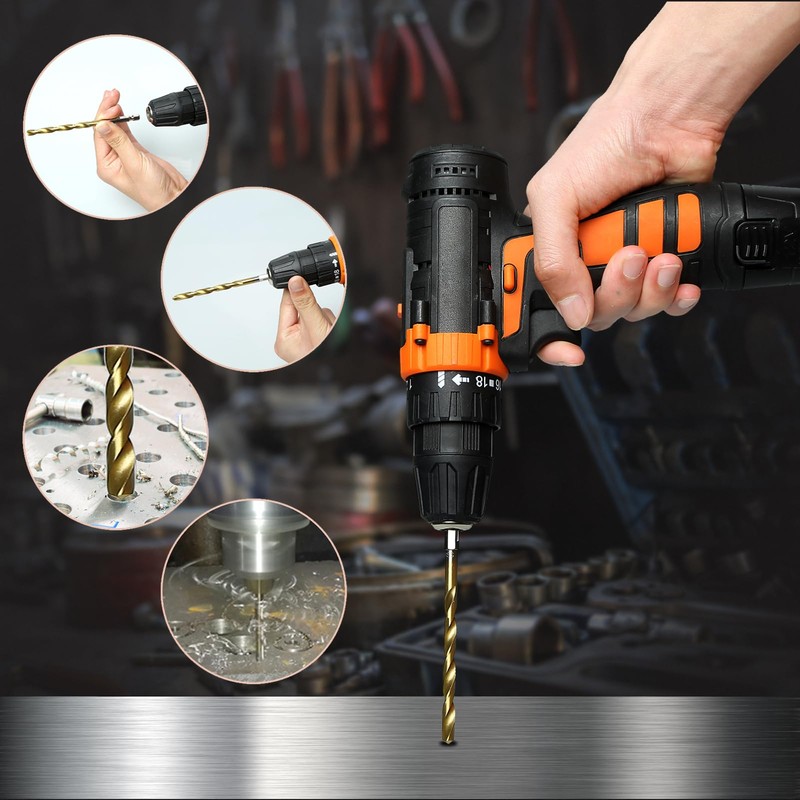Hex Shank Drill Bit Set, 19Pcs Titanium Twist Drill Bit