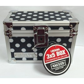 VAULTZ LOCK IT UP 3X5 LOCKING BOX NEW  WITH TAGS *SEE VARIATION FOR COLORS* - Black w/ White Polka Dots