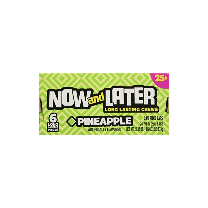 Now and Later Pineapple Flavored Candy Twenty Four 6-piece .93