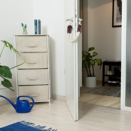 Relaxdays Rope Door Stoppers, Set of 2, 60 cm Long, Handle Blocker, Protection for Kids & Pets, Cream/Brown, Cotton