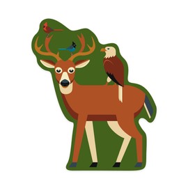 Die Cut Sticker Deer and Birds, Geometric, Vinyl Sticker 3 to 6 inches, (Waterproof Decal for Cars, Water Bottles, Laptops, Coolers), Large