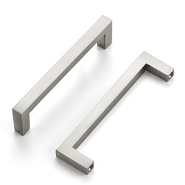 Ravinte 10 Pack Solid Kitchen Cabinet Handles Brushed Nickel Cabinet Pulls Slim Drawer Pulls with 3-3/4 Inch Hole Center Square Bar Kitchen Cabinet Hardware