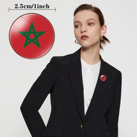HSQCEZ 4 Pcs Morocco Flag Pin Round 1 Inch, Lapel Pins Souvenir Badge for Hat Clothes Backpack,Moroccan Flag Brooch Accessories Party Favors,Patriotic Pin Accessories for Men/Women