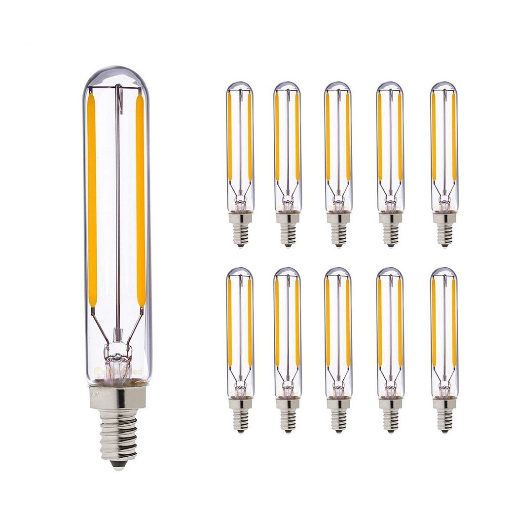 Century Light - T20/T6 LED Light Bulbs - 2W LED Tubular Edison Long Filament Bulb - 20 Watt Incandescent Equivalent - E12 Candelabre Base - Warm White 2700K -Non Dimmable - 10Pack