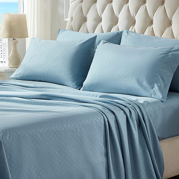 SLEEP ZONE Luxury Embossed Bed Sheets Set King Size, Four-Leaf