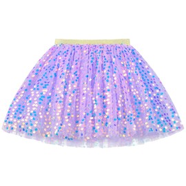 KEREDA Toddler Girls Layered Tutu Skirt Sparkling Sequin Tulle Dance Skirts 2-6 Y Purple