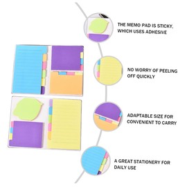 LALAFINA 2pcs Note Pad Sticky Tabs Notepad Student Set Memo Pad Index Design Notebook