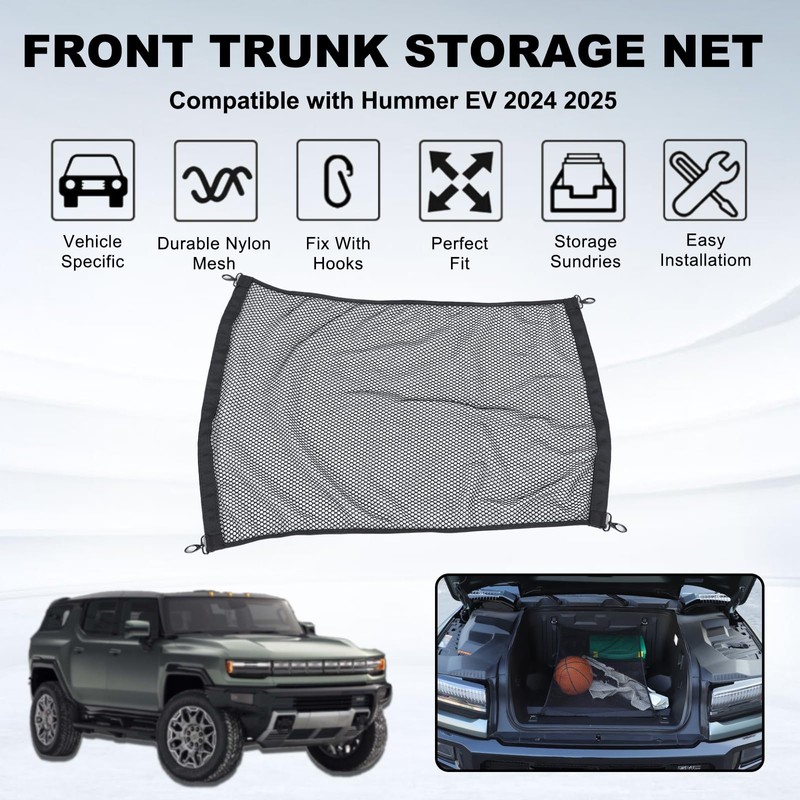 Front Trunk Storage Net Compatible with Hummer EV 2024 2025