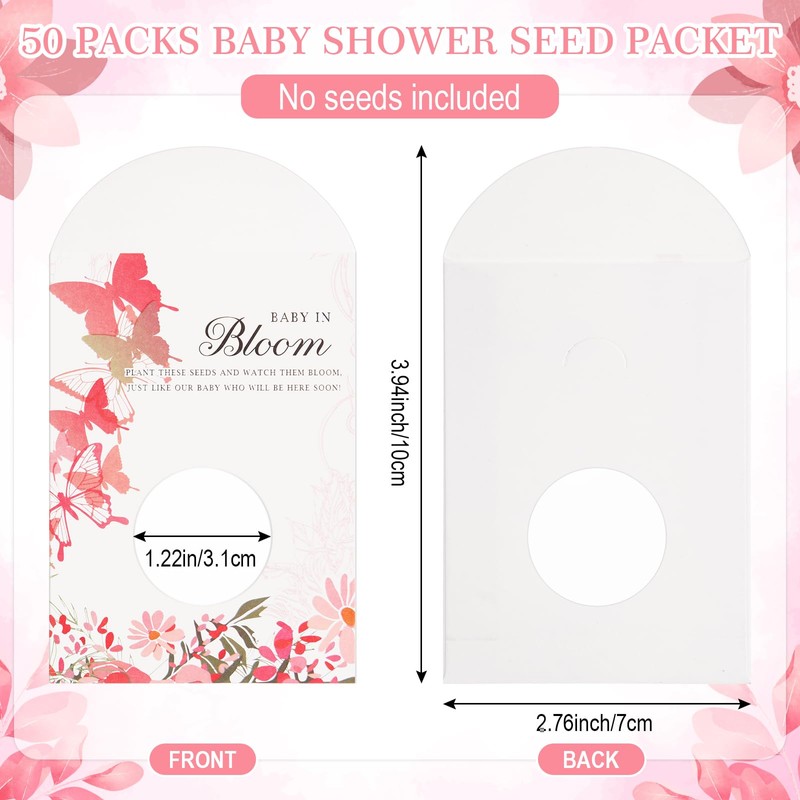 Ripeng 50 Pack Butterfly Baby Shower Favors Seed Packets 'baby