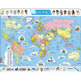 Larsen Puzzles Political Climate of The World 107 Piece Children's Educational Jigsaw Puzzle