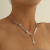 YienDoo North Star Pearl Necklace Choker Asymmetric Pearl Necklace Silver