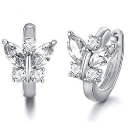 6 Colours Earrings 925 Silver Austrian Zirconia - Jewellery for Women and Girls - Ideal for Gifts for Women Real Sterling Silver, Sterling Silver, Cubic Zirconia