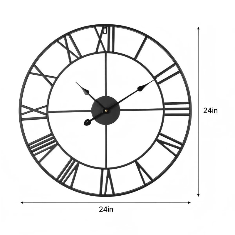 24-Inch Classic Decorative Wall Clock with Roman Numerals Battery Operated