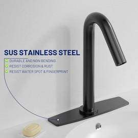 BWE Sink Hole Cover 10 Inch Deck Plate for Black Bathroom or Kitchen Sink Faucet 1 or 3 Hole Escutcheons Stainless Steel Vessel Vanity Sink Matte Black Faucet Cover