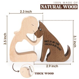SENSUNIQ Dog Memorial Gifts, Handcrafted Wooden Carving Men and Pet Figura, Once by My Side Forever in My Heart, Sympathy Keepsake for Loss of Pet (Woman with Dog)