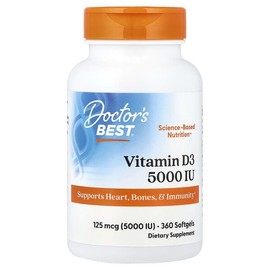 Doctor's Best, Vitamin D3, 125mcg (5,000IU), 360 Softgels / Doctor's Best (닥터스베스트), 비타민D3, 125mcg(5,000IU), 소프트젤 360정