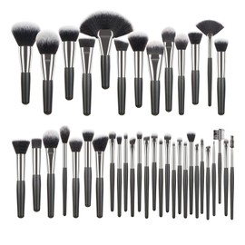 Pongnas Juego de Brochas de Maquillaje, 40 Brochas de Maquillaje Profesionales con de Madera y Bolsa de Almacenamiento, Brochas de Fibra Sintética    
