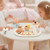KizKnows Wooden Tea Set for Toddlers,Wooden Tea Party Set for